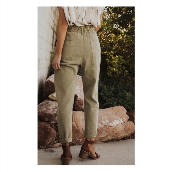 Bohme Kennedy Paperbag denim pants in olive - Picture 2 of 8